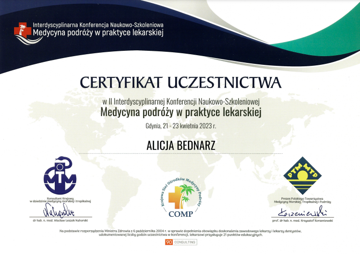 Certyfikat Alicja Bednarz